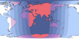 Map of Mar 13, 2044 eclipse viewability