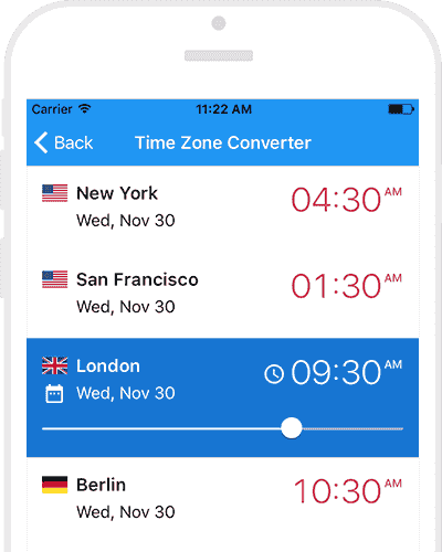 World Clock App: Quickly change the time in cities.