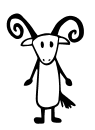 Black and white illustration of a goat