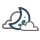 Mostly cloudy.