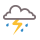 Strong thunderstorms. Broken clouds.