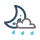 Light rain. Partly cloudy.