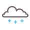 Light snow. Mostly cloudy.