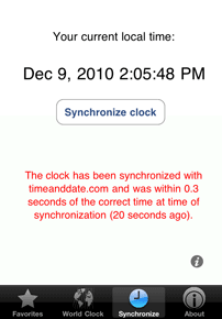 Screenshot of Synchronization screen