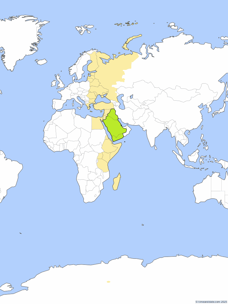 Time zone map of AST