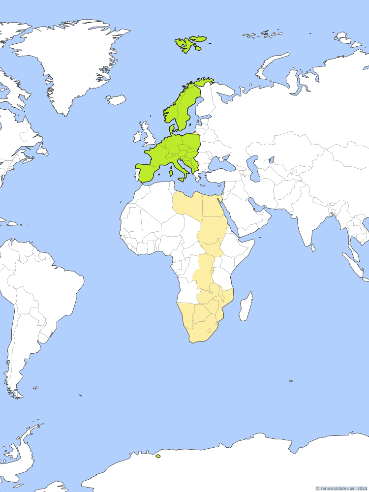 Tidssone kart av CEST