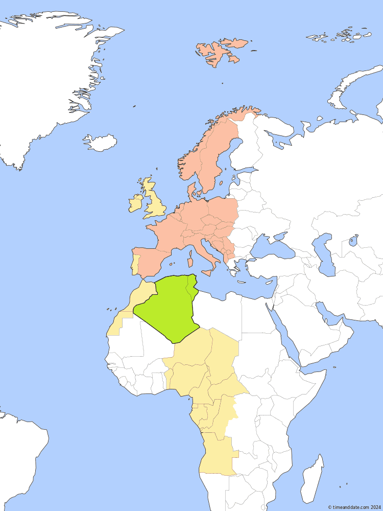 Tidssone kart av CET