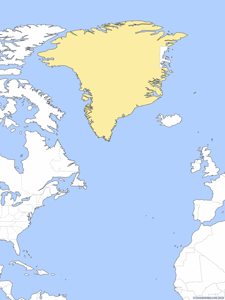 Time zone map of EGT