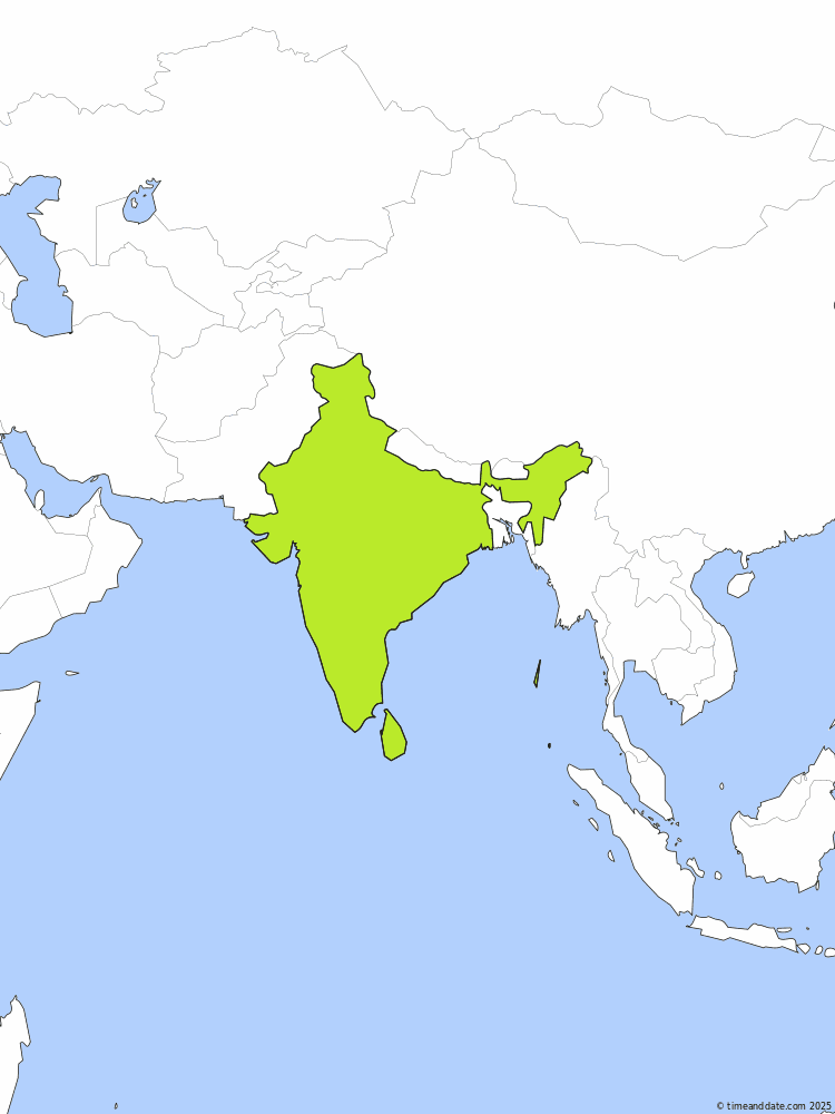 Time zone map of IST