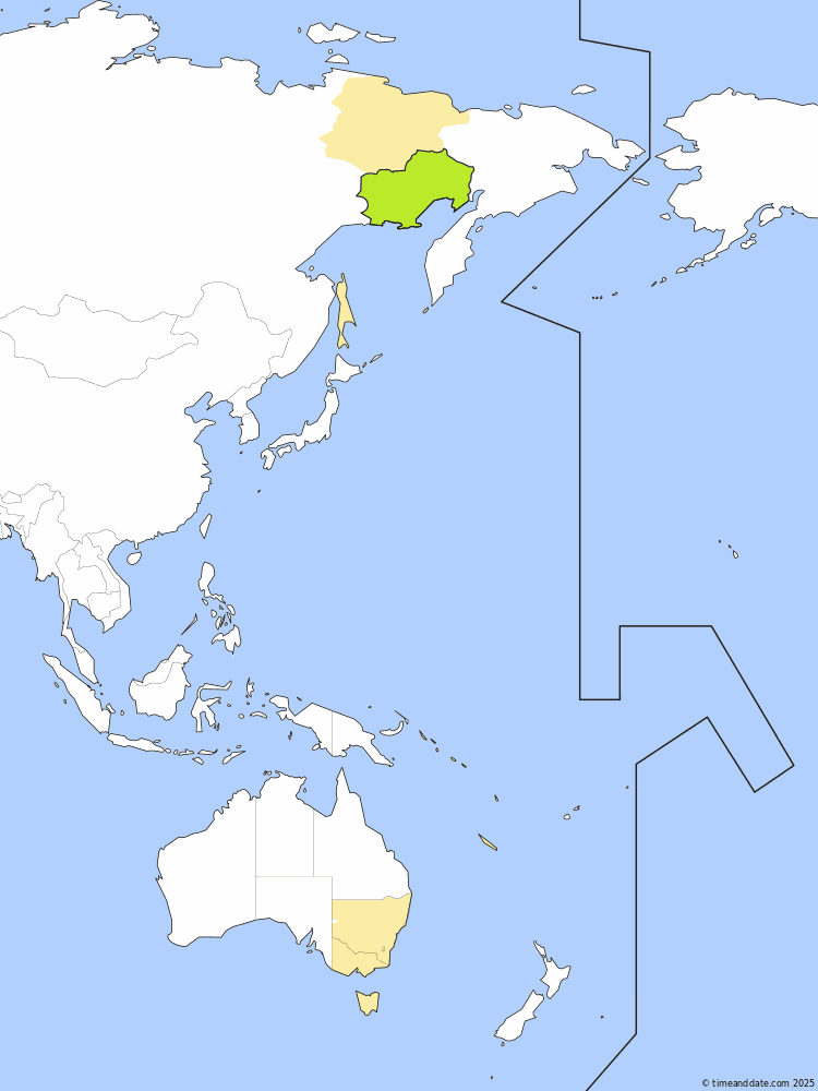 Time zone map of MAGT