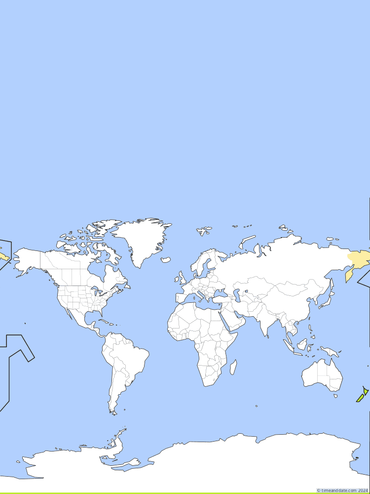 Time zone map of NZST
