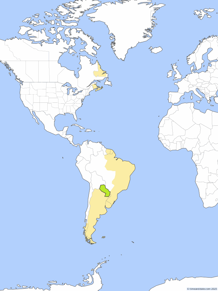 Time zone map of PYT