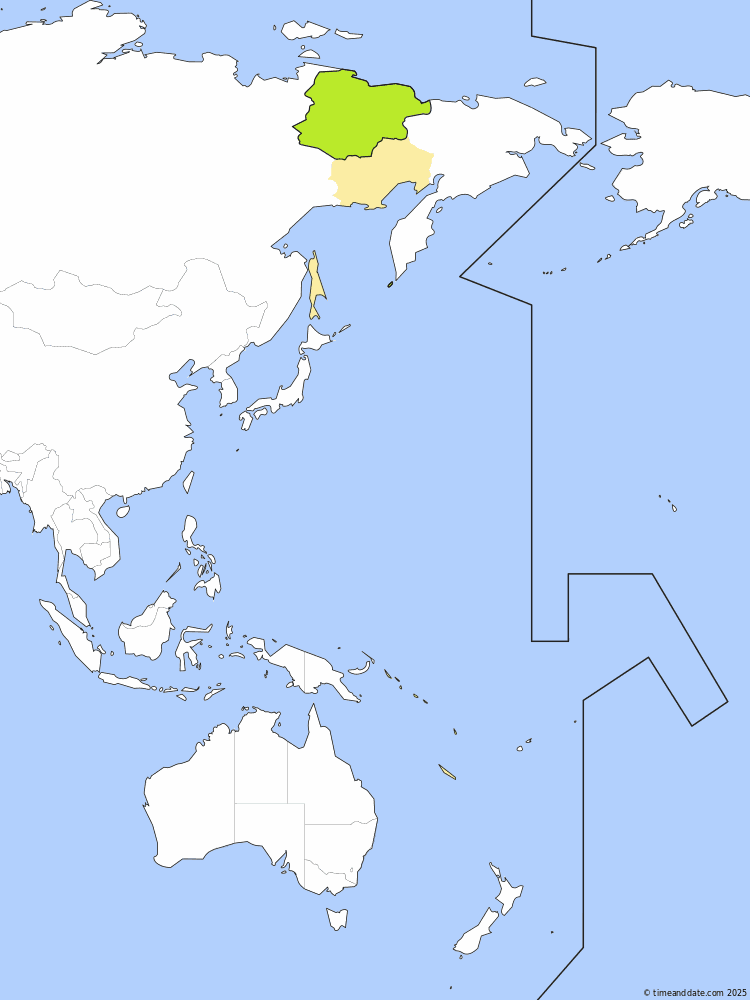 Time zone map of SRET