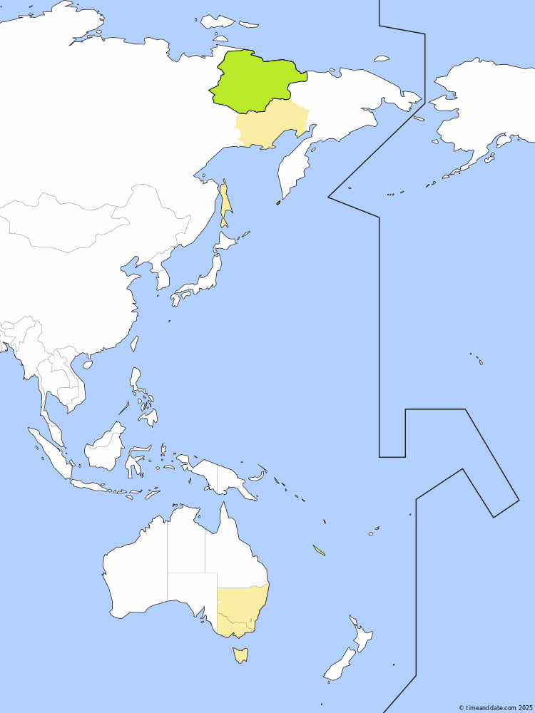 Time zone map of SRET