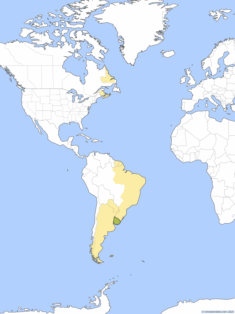 Time zone map of UYT
