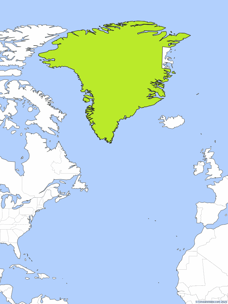 Time zone map of WGST