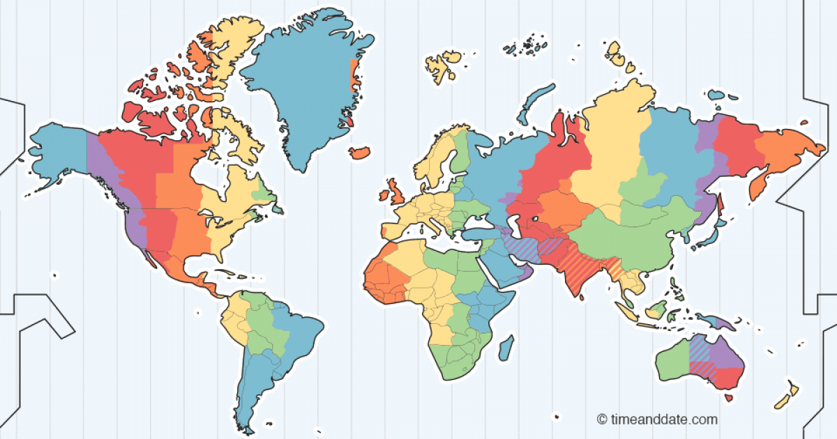 Time Zones Around The World Map