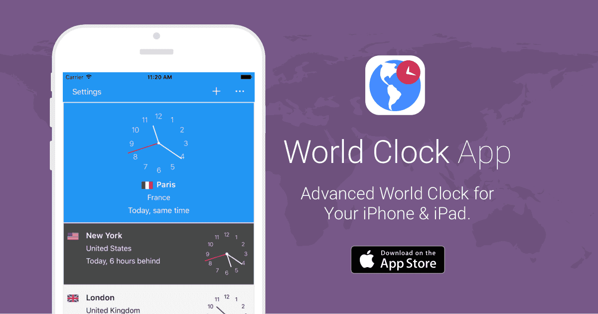 Ready go to ... https://www.timeanddate.com/ios/worldclock/ [ World Clock App by timeanddate.com]