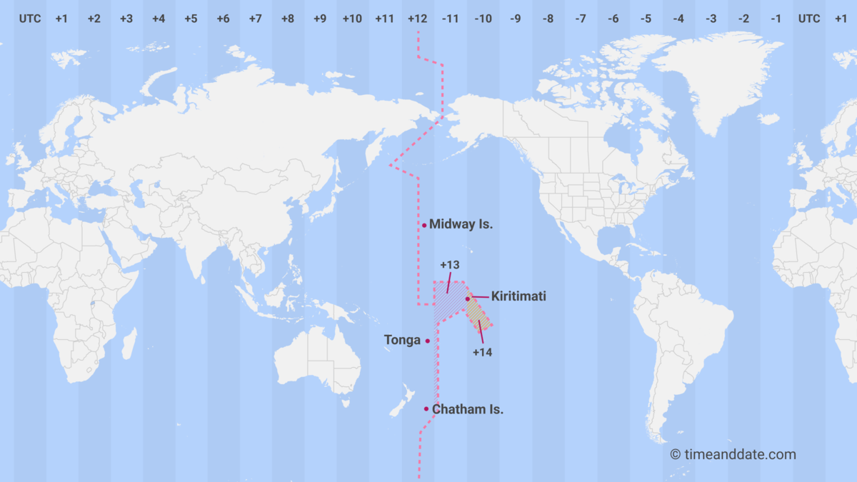 World Map With Gmt Lines The International Date Line
