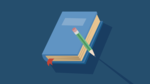 Vector illustration of thick book and a pencil