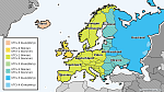 Karte mit Zeitzonen und Zeitumstellungen in Europa