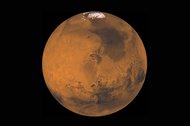 A view of the planet Mars.