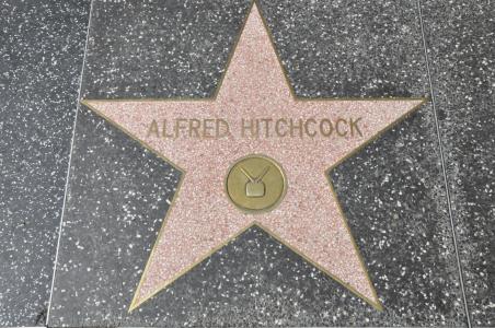 The star for Alfred Hitchcock on Hollywood Walk of Fame in California.