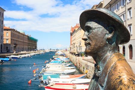 View of James Joyce statue in Trieste, Italy on July 22, 2012.