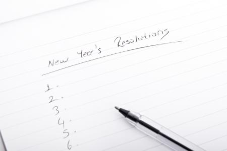 New Year's resolutions on blank document.
