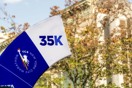 Flag indicating that there are 35 miles till the finish line.