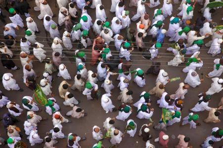 Muslims in Karachi, Pakistan take out the procession for the birthday of the Holy Prophet Muhammed