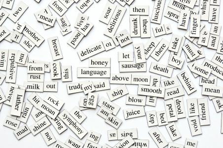 A collection of magnetic words.
