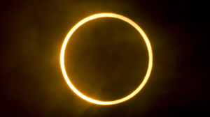 A ring of bright sunlight visible around that New Moon during an annular solar eclipse.