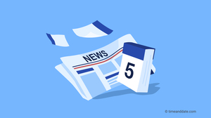 Simple illustration of a newspaper next to a calendar.