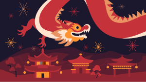 Chinese Dragon with fireworks