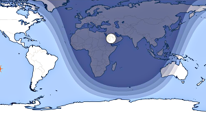 World map showing day, night, and twilight at 19:56 UTC on December 6.