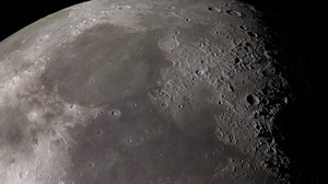 Close-up image of the Moon, including the valley where the Apollo 17 mission landed.