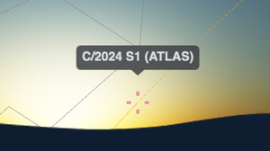 The position of comet C/2024 S1 (ATLAS) is shown on timeanddate.com’s Night Sky Map for New York, USA, at 07:10 (7:10 am) local time on October 30, 2024. A wafer-thin Crescent Moon is also shown.