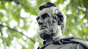 Bronze statue of Abraham Lincoln.