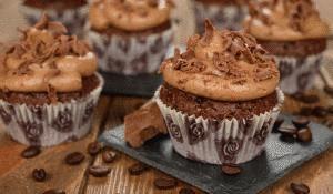 Closeup of chocolate cupcakes.