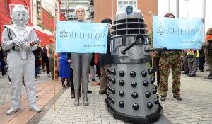 People dressed up as their favorite Sci-Fi characters at the Sci-Fi London Parade which marks the start of the 2013 Sci-Fi London Film Festival in Stratford, London.