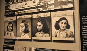 Images of Jews deported by the Nazis displayed in the Holocaust Memorial Museum in Washington, D.C.