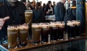 Picture of glasses of Guinness beer at an event