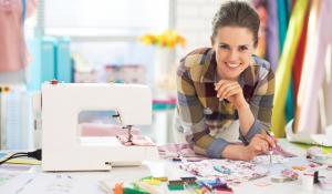 Woman with a sewing machine.
