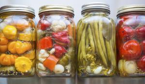 Jars of pickled peppers.