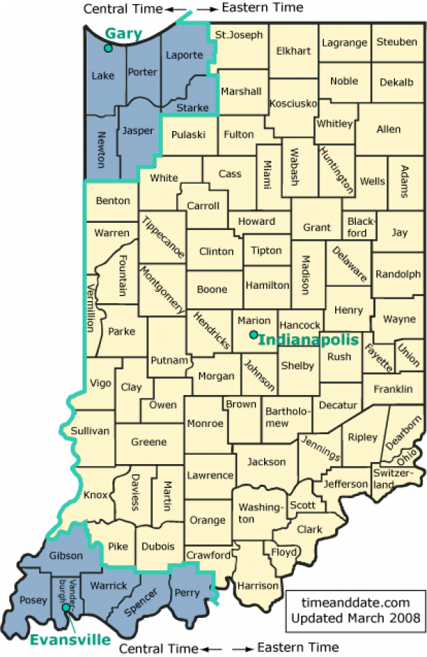 time zone map for indiana Indiana Unites For Daylight Saving Time time zone map for indiana