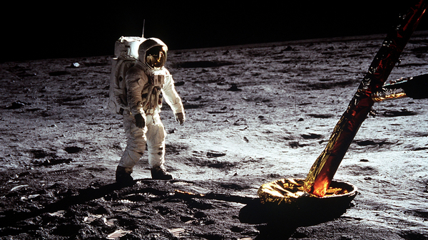 Buzz Aldrin on the surface of the Moon on July 20, 1969.