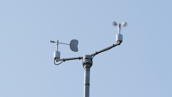 An anemometer measuring wind speed