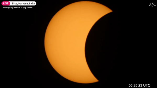 The first partial stage of June 2020 annular solar eclipse, as seen from Sirsa, Haryana, India.