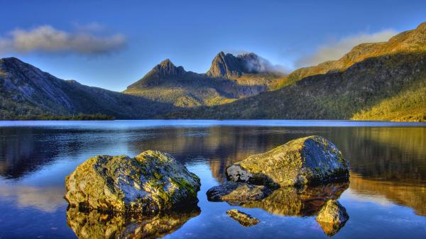 Landscape of a sunset, Cradle Mountain, Dove Lake, Tasmania